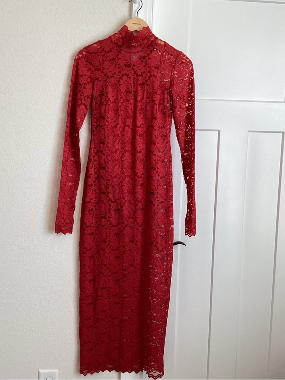 Anthropologie AFRM Joysel Lace Long-Sleeve Mock-Neck Slim Bodysuit Dress NEW - Picture 5 of 16